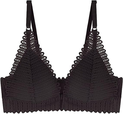 French Triangle Cup Bras For Women Push Up Small Breast Front Closure Bralette Lingerie Wireless Everyday Bra